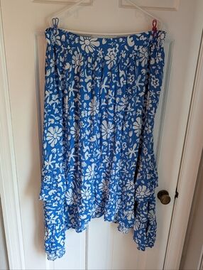 Flowy funky Floral Blue midi Skirt 1X From SO